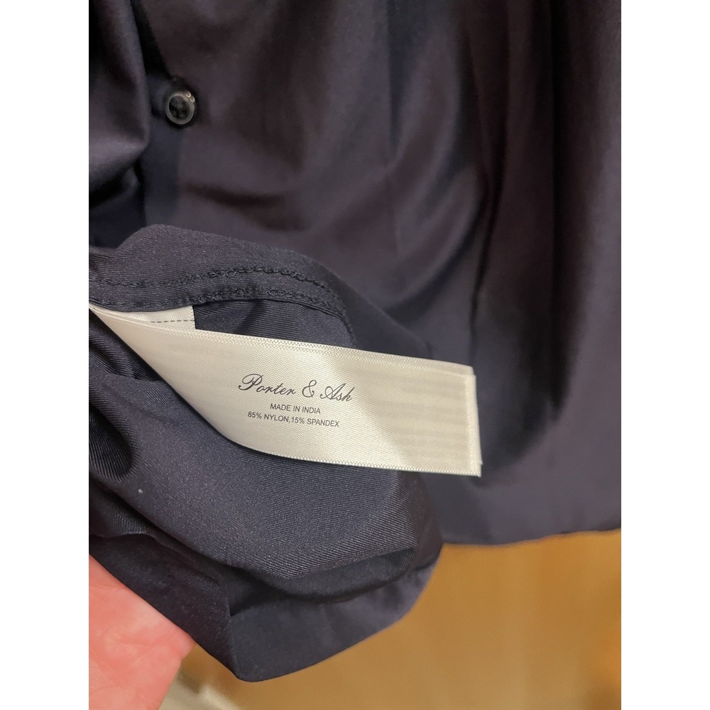 Porter & Ash Kinetic Stretch Shirt Mens Small Navy Blue Short Sleeve Camp Collar - Picture 7 of 9